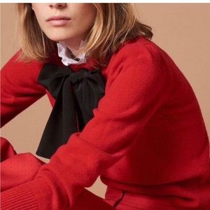 SANDRO Paris Lezard Red Wool Sweater With Silk Bow- Used Very good condition! S1